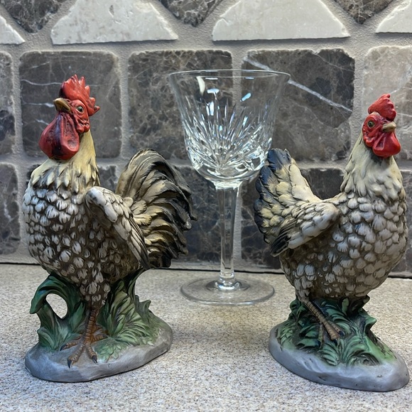 Homco ROOSTER AND HEN PORCELAIN FIGURINES. Do not have their box. - Picture 1 of 16